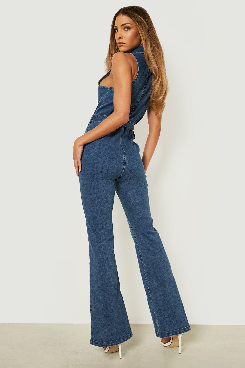 Denim store stretch jumpsuit